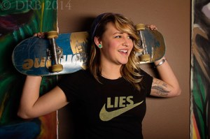 girl in skateboard t-shirt